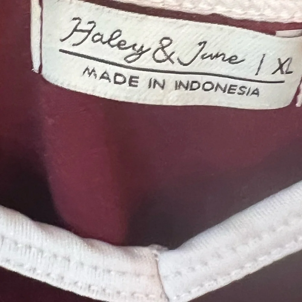 Haley & June Velvet Merlot Crop Top with White Trim Size XL Whimsigoth Y2K